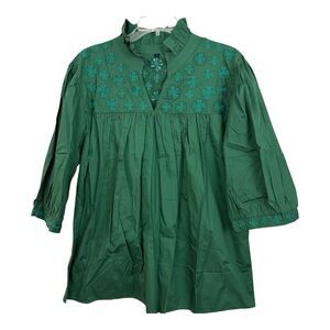 Spirit Double Kelly Green Tailgater Blouse Sz Large Embroidered 3/4 Sleeve NWOT